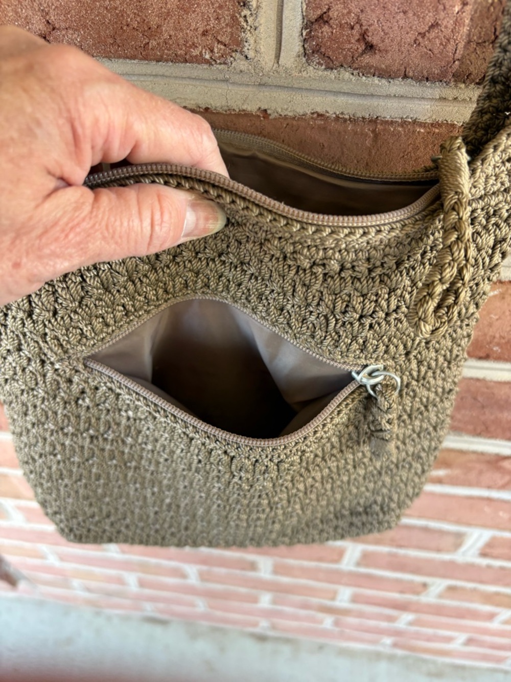 The Sak Woven Crochet Crossbody Bag in Taupe - Picture 8 of 8